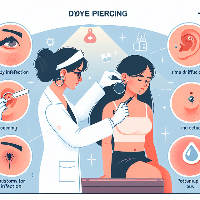 examining dydoe piercing for signs of infection