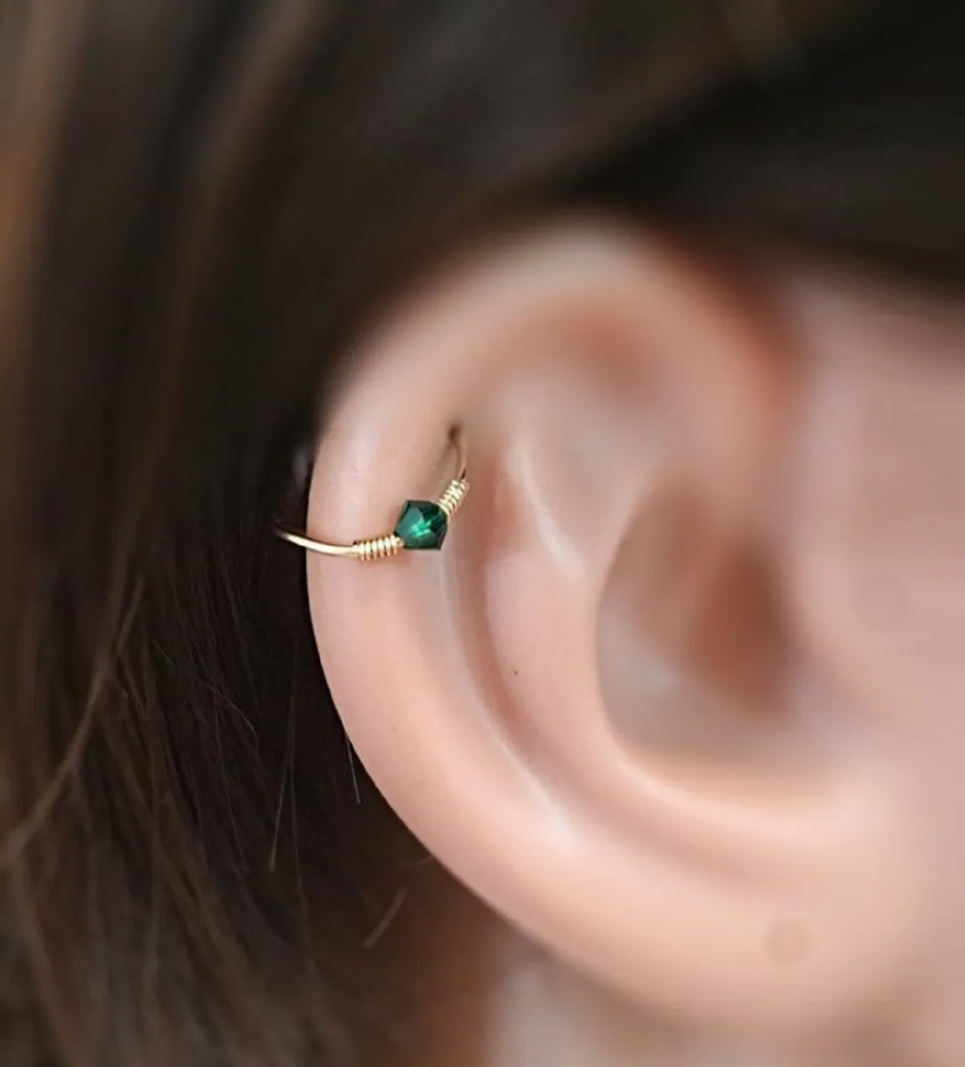colorful helix tragus daith piercing
