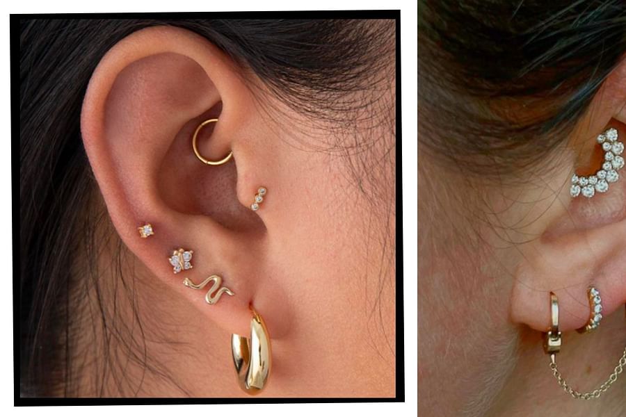 elegant helix tragus daith piercing