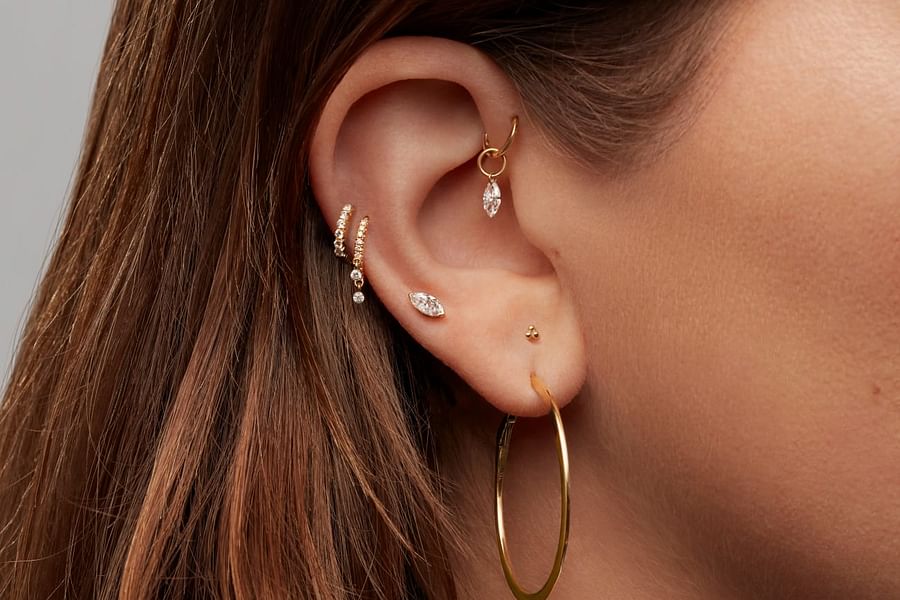 helix hoop with charms