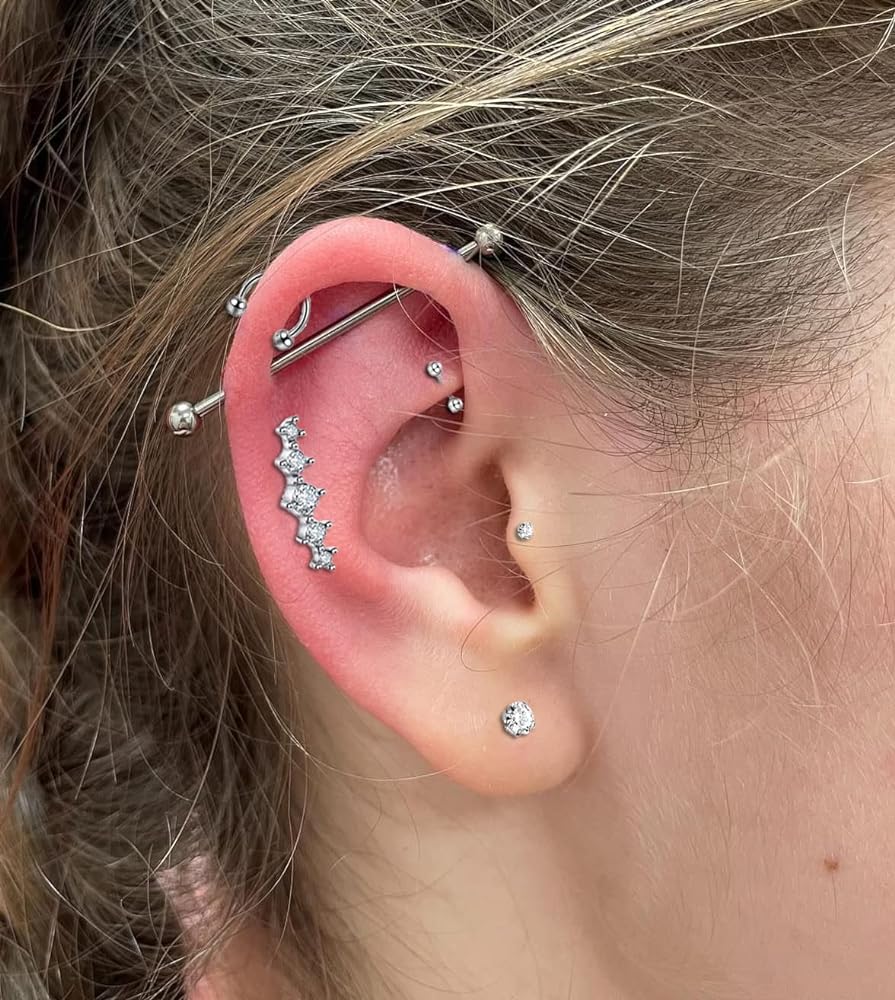 metallic bar helix earrings