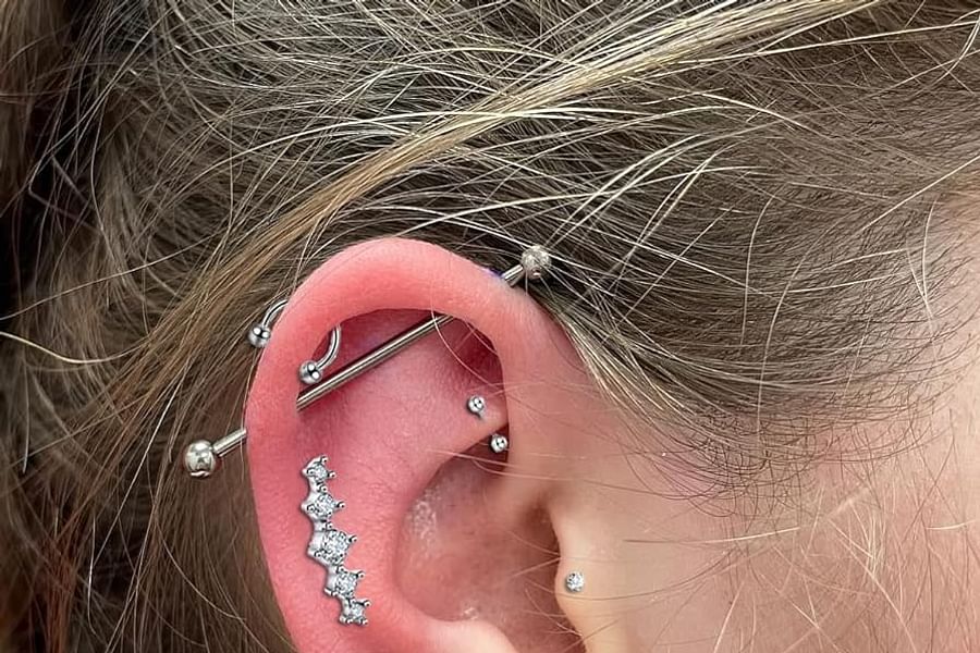 metallic bar helix earrings