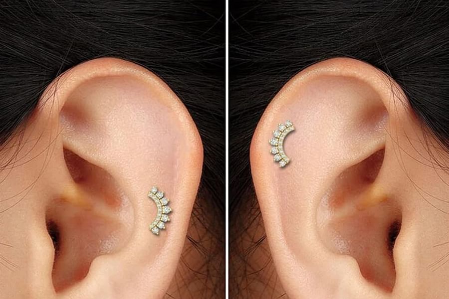 minimalist diamond helix stud
