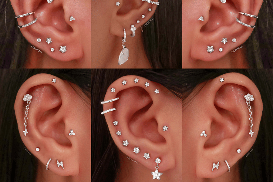 sparkling spiral helix piercing