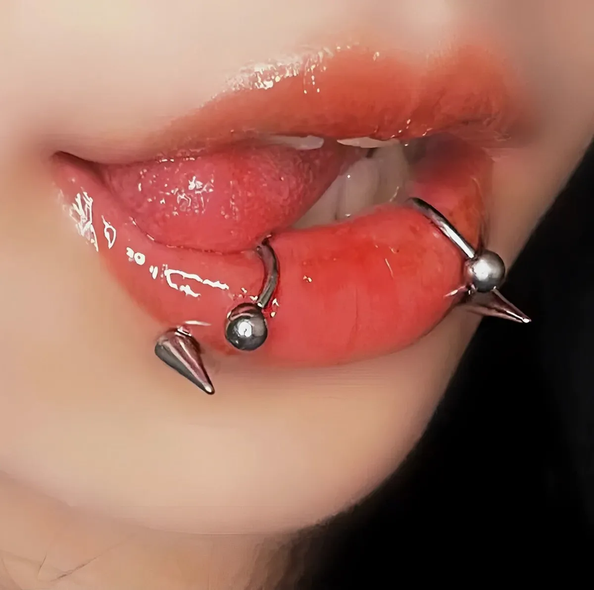 spiked hoop helix earring