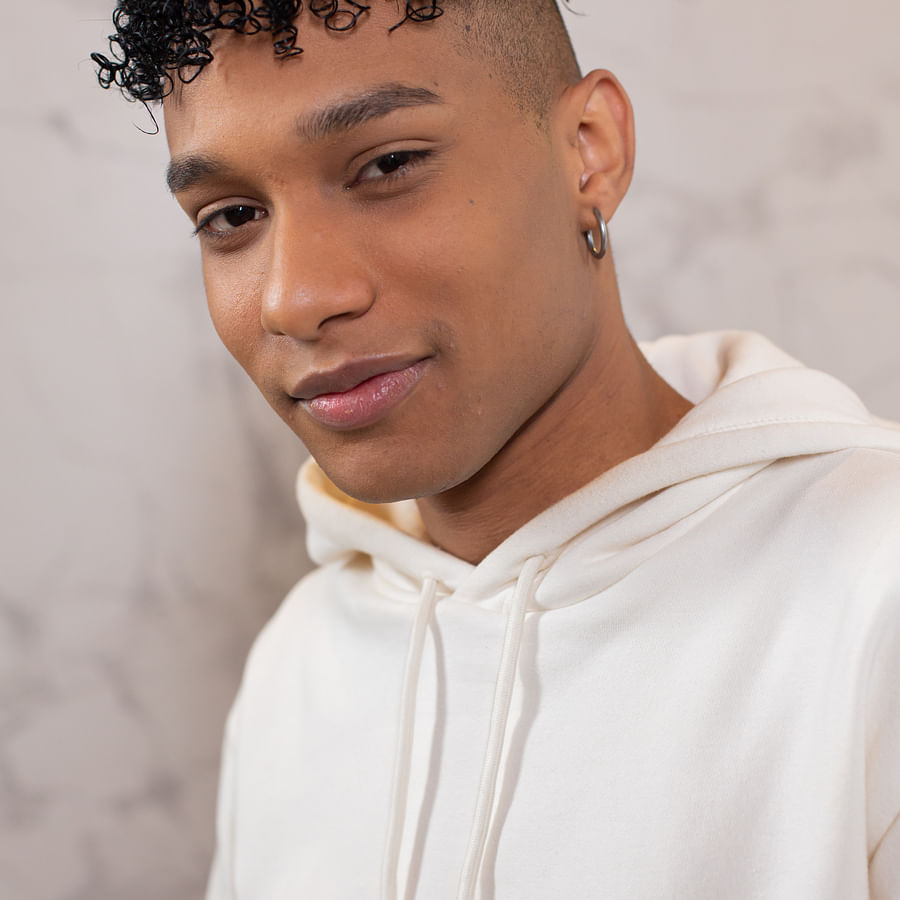 Fashionable person with a bridge piercing