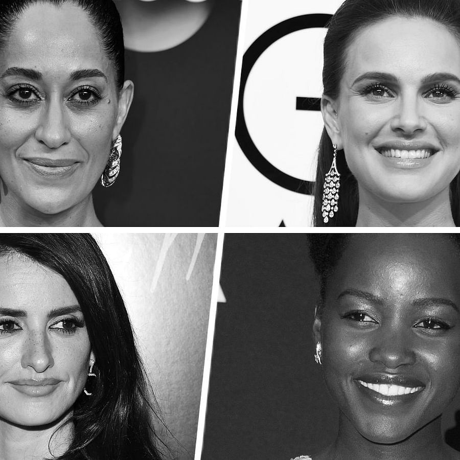 Collage of celebrities with face piercings redefining beauty standards