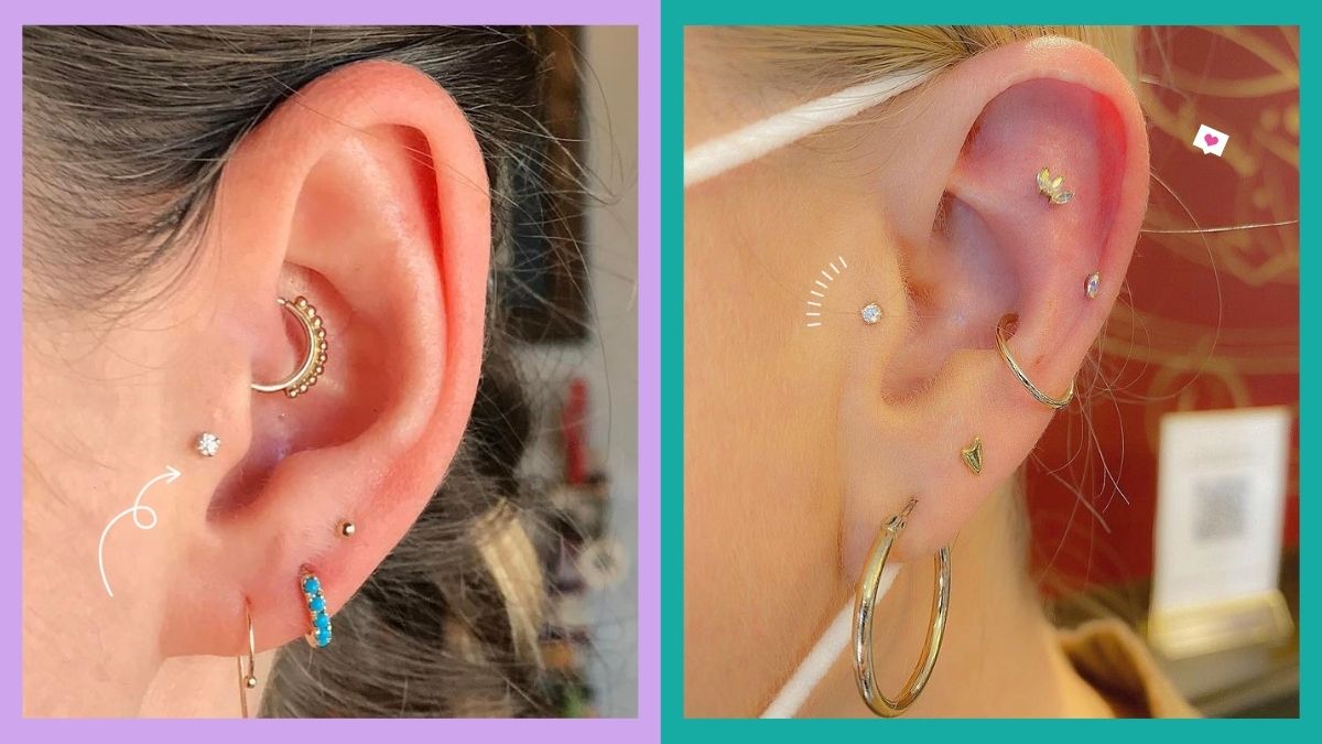 Infographic showing the healing process of a helix piercing